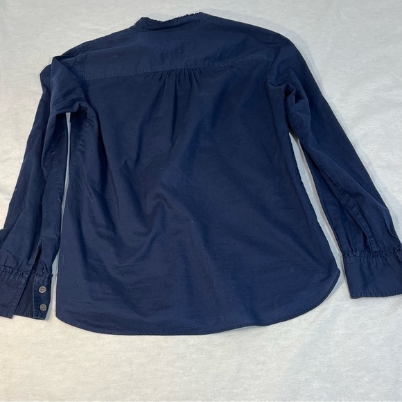J. Crew Popover Blouse Chambrais Ruffles Small Petite - Picture 4 of 9